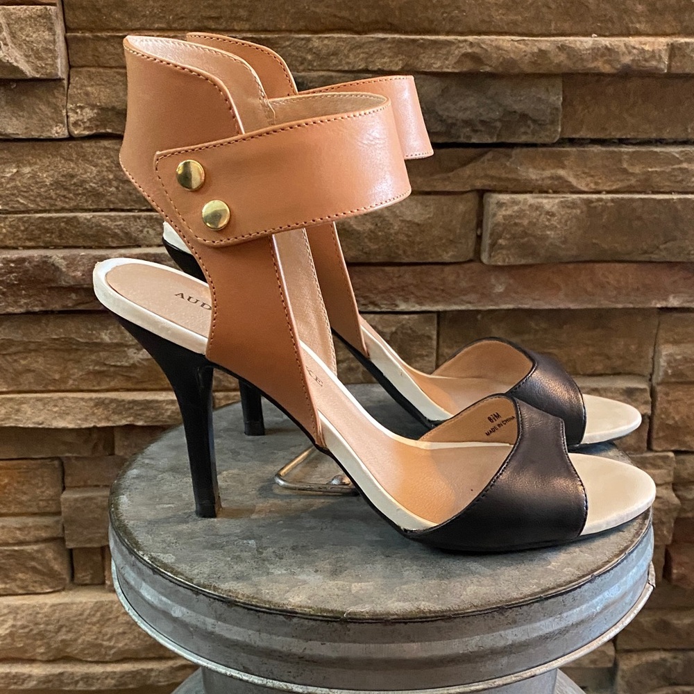 Audrey Brooke Tan and Black Heels